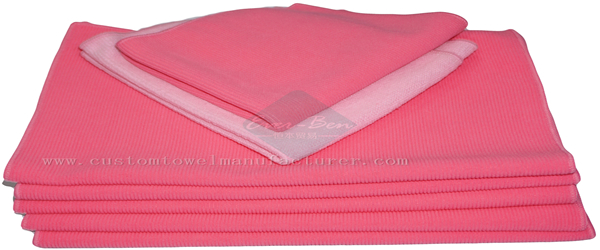 China Bulk Custom Pink ultra soft towels Factory ribbed bath towels Supplier Microfiber Pearl Cleaning Rags Towel Cloth Producer
